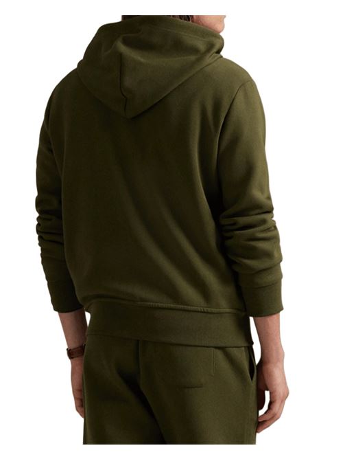 Felpa da uomo in misto cotone, con cappuccio e zip, colore verde oliva POLO RALPH LAUREN | 710907092015